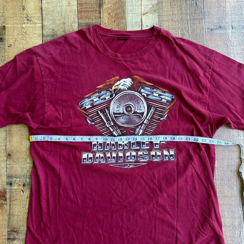 Vintage Harley Davidson TShirt Red Cotton Casper Gillette Wyoming Graphic Tee - Picture 2 of 8